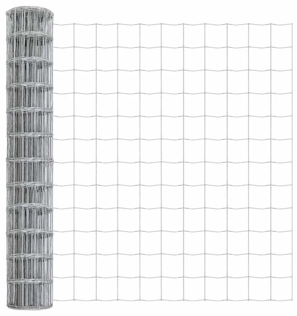 vidaXL Φράχτης με Στήλες. Ασημί 1.2 x 25 m Ατσάλι