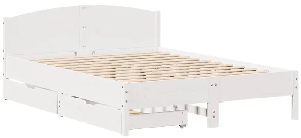 vidaXL Σκελετός Κρεβ. Χωρίς Στρώμα Λευκό 140x190 εκ Μασίφ Πεύκο