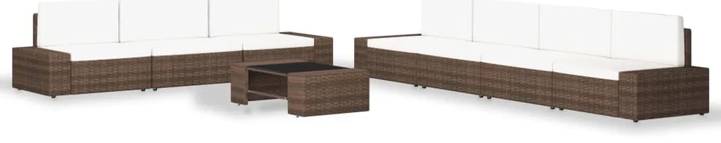 vidaXL Σαλόνι Κήπου 8 Τεμαχίων Καφέ από Συνθετικό Ρατάν