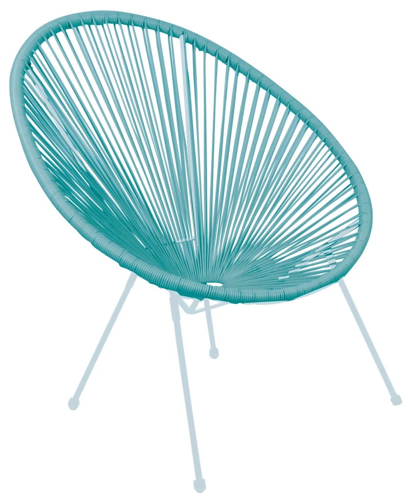 Πολυθρόνα ACAPULCO Μεταλλική Άσπρη, Plastic Rattan Μπλε 74x80x84cm