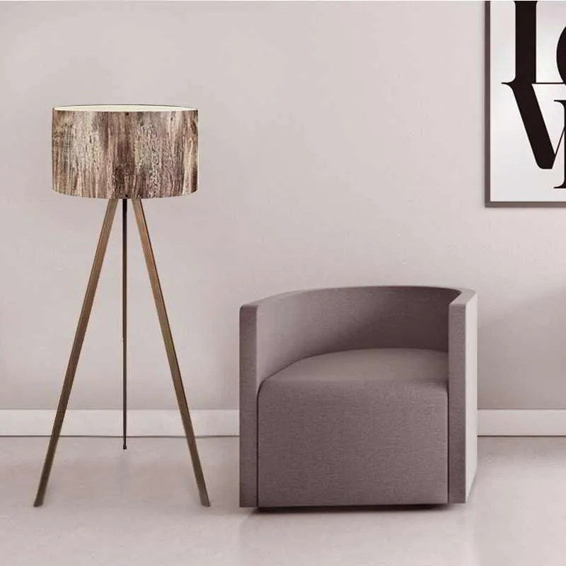 Φωτιστικό δαπέδου Rosling Megapap Mdf/ύφασμα/Pvc χρωμα καρυδί/καφέ 38x21x140εκ.