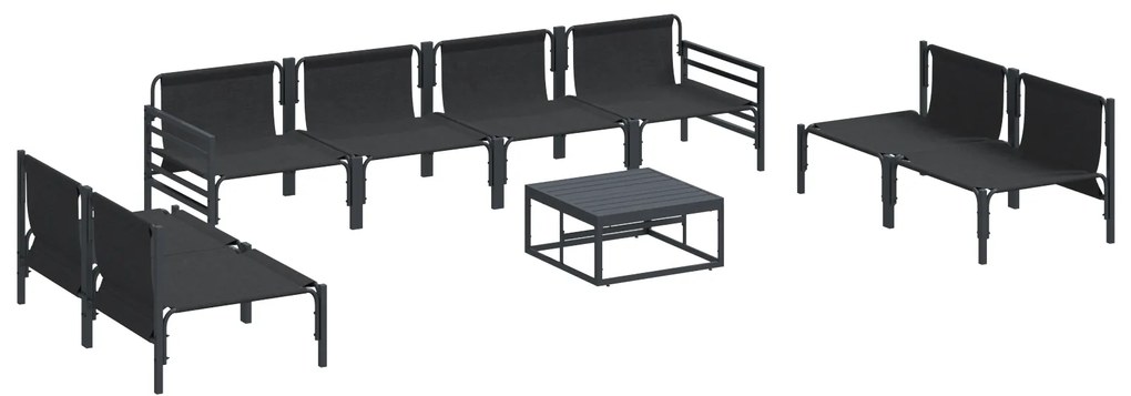 vidaXL Σετ Καναπέ Κήπου 9 pcs Ανθρακί Ατσάλι