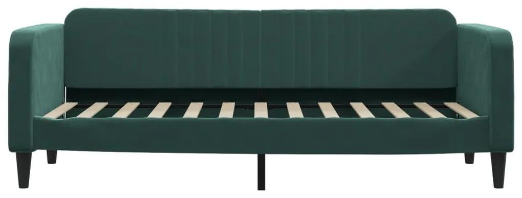 Καναπέ Κρεβάτι με Στρώμα Σκούρο πράσινο 80 x 200 εκ. Βελούδινος - Πράσινο
