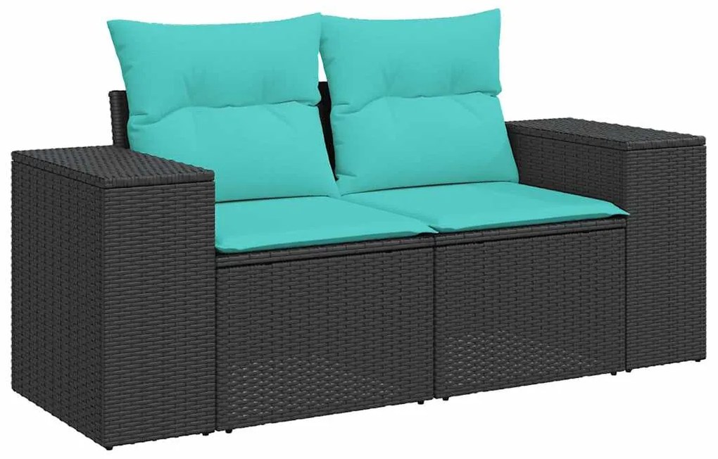 vidaXL Καναπές Κήπου 6 Τεμαχίων Μαύρο από Συνθετικό Ρατάν με Μαξιλάρια