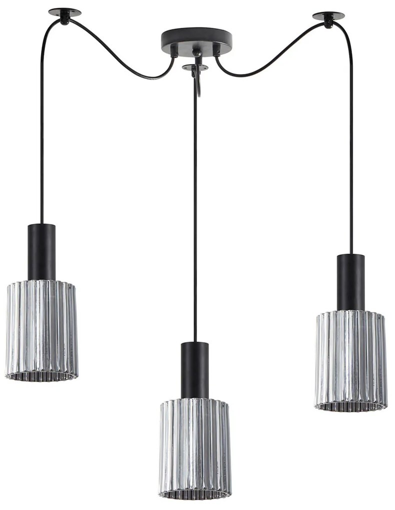 Φωτιστικό Οροφής Τρίφωτο Homelighting 77-8485 Black/Smoked