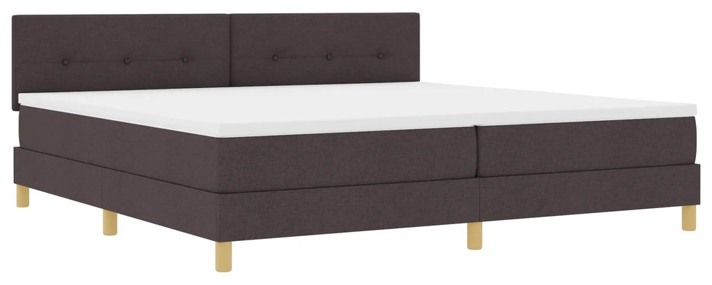 vidaXL Box Spring Κρεβάτι με Στρώμα & LED Καφέ 200x200 εκ. Ύφασμα