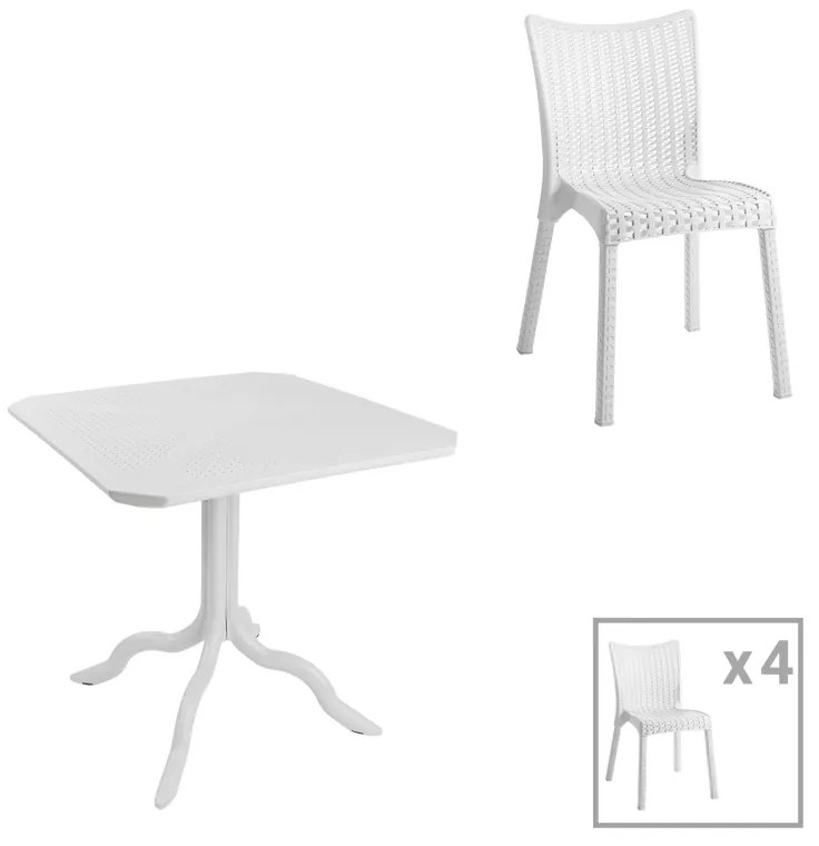 Τραπεζαρία Icon-Confident pakoworld σετ 5τεμ PP σε λευκή απόχρωση