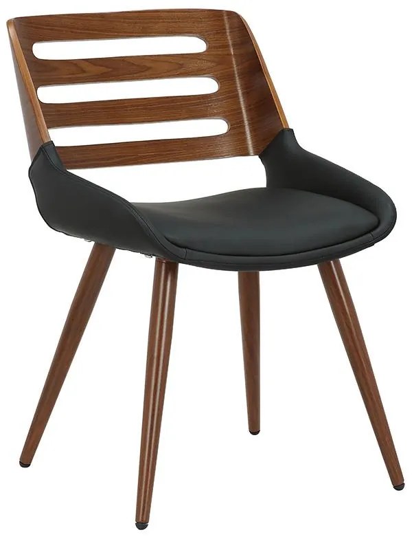 Καρέκλα Brody pu μαύρο-πόδι καρυδί 51x55x76 εκ.