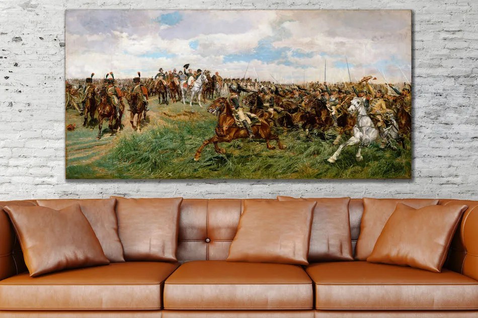 Πίνακας σε καμβά με άλογα σε πόλεμο KNV802 50cm x 115cm