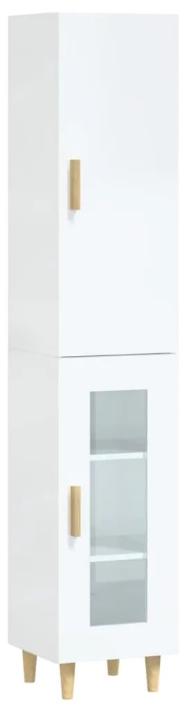 vidaXL Ντουλάπι Γυαλ. Λευκό 34,5 x 34 x 180 εκ. από Επεξεργασμένο Ξύλο