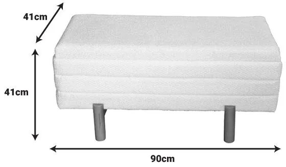 Σκαμπό μπαούλο Cindy Inart σετ 2 τεμ μπουκλέ ύφασμα σε μπεζ και λευκή απόχρωση 110x50x49 εκ.