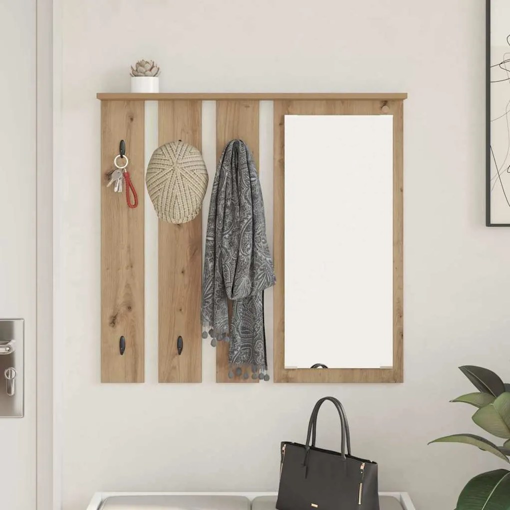 vidaXL Τοίχου Κρεμάστρα με ράφι artisan δρυς 84 x 10 x 80 εκ.