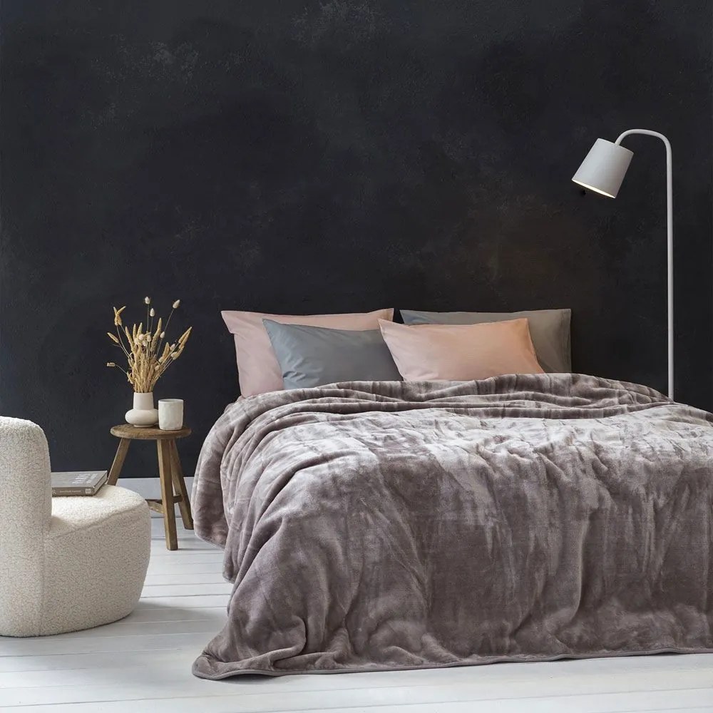 Κουβέρτα Βελουτέ Coperta Cigar Beige Nima Queen Size 220x240cm Πολυέστερ