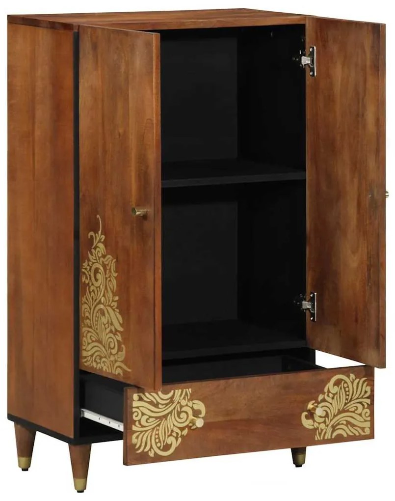 vidaXL Highboard με ράφι Καφέ 60 x 33.5 x 100 εκ. Μασίφ ξύλο μάνγκο