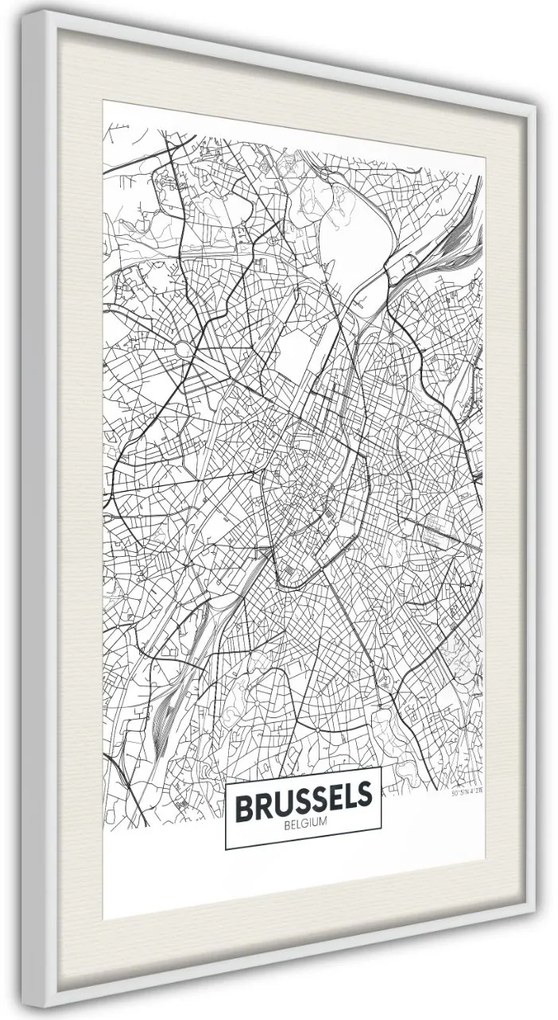 Αφίσα - City map: Brussels - 20x30 - Χρυσό - Χωρίς πασπαρτού