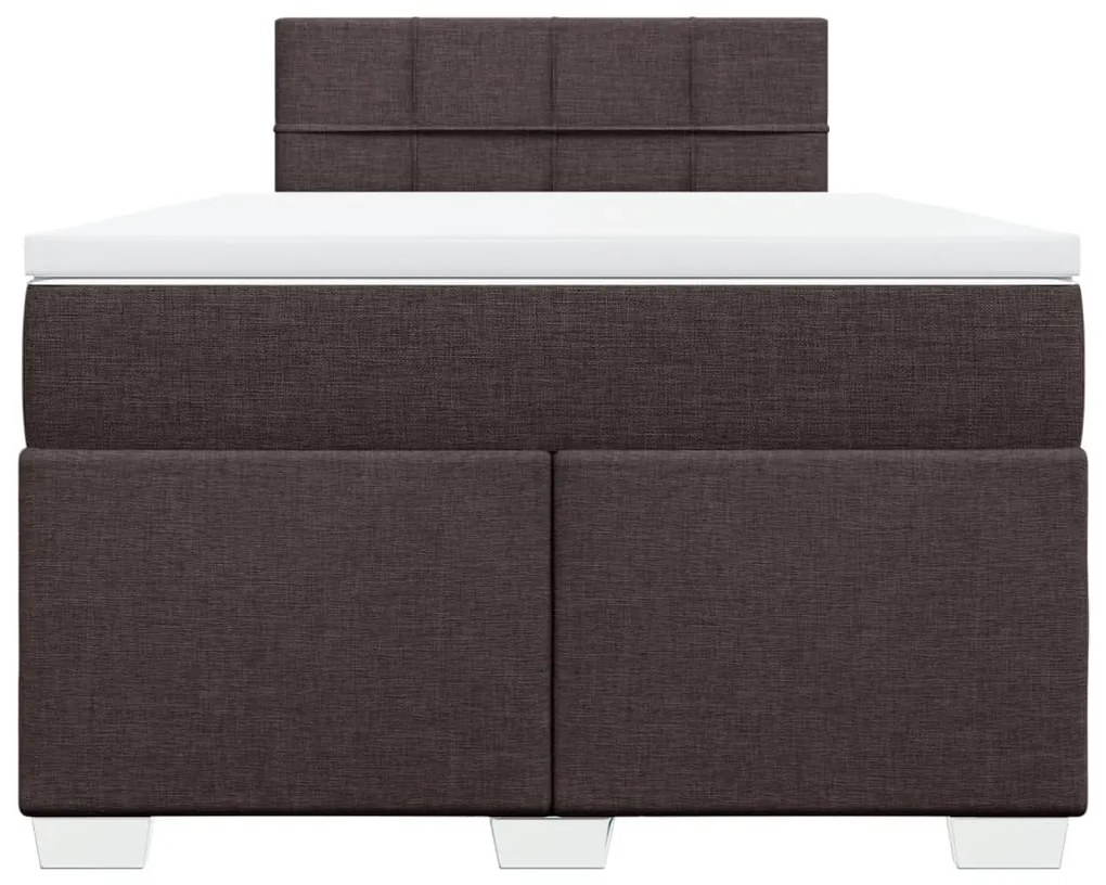 vidaXL Κρεβάτι Boxspring με Στρώμα Σκούρο Καφέ 120x190 εκ Υφασμάτινο