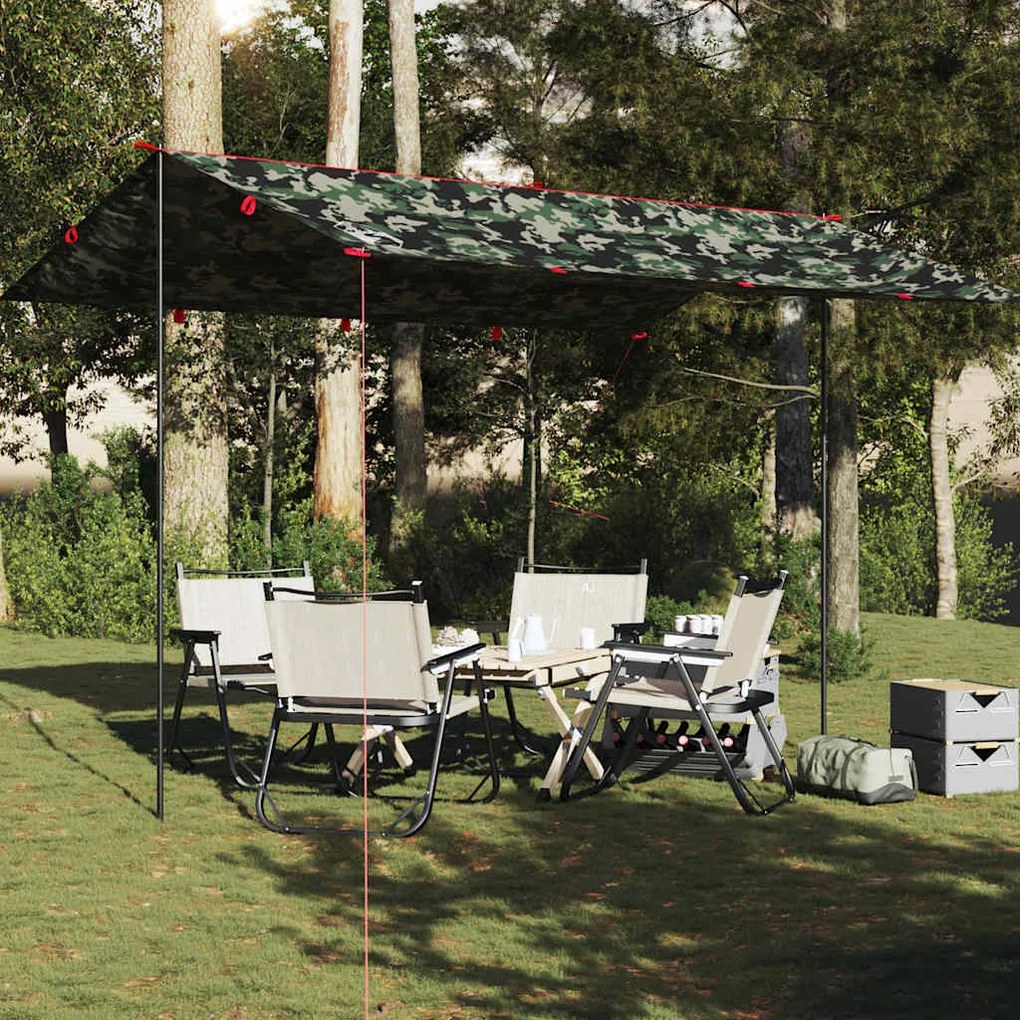 vidaXL Μουσαμάς Κάμπινγκ Αδιάβροχος Καμουφλάζ 406x306 εκ.