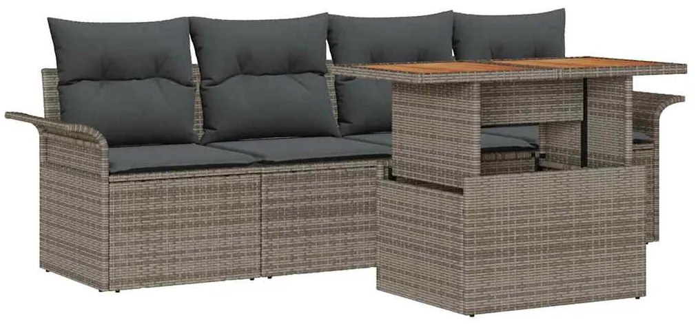 vidaXL Σετ Καναπέ Κήπου με μαξιλάρι 5 pcs Γκρι 100 x 55 x 73 εκ