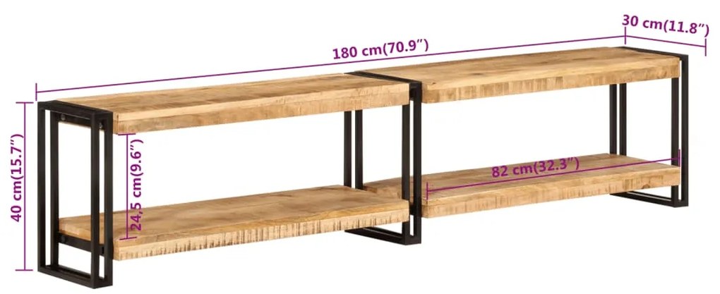 vidaXL Έπιπλο Τηλεόρασης 180 x 30 x 40 εκ. από Μασίφ Ξύλο Μάνγκο