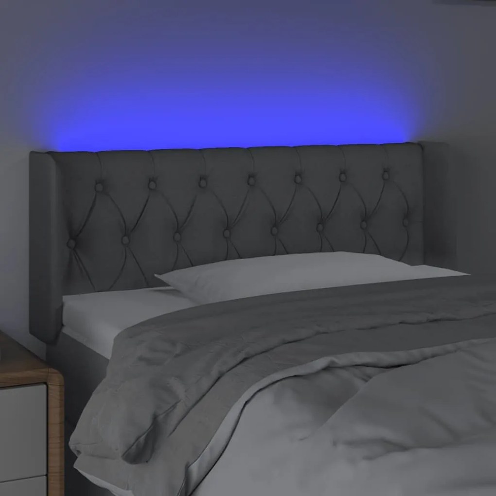 Κεφαλάρι Κρεβατιού LED Ανοιχτό Γκρι 103x16x78/88 εκ. Υφασμάτινο - Γκρι