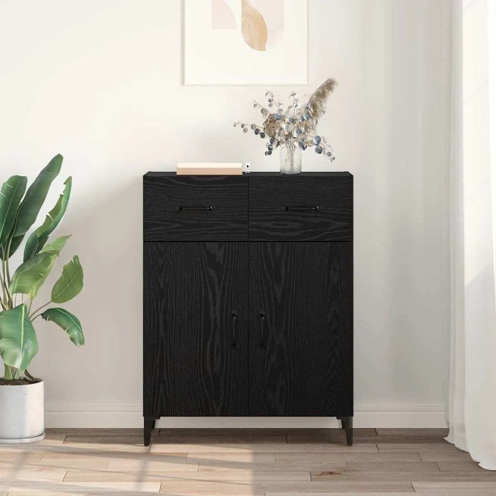 vidaXL Πλαϊνό γραφείο Μαύρη δρυς 34 x 69.5 x 90 εκ Επεξεργασμένο ξύλο