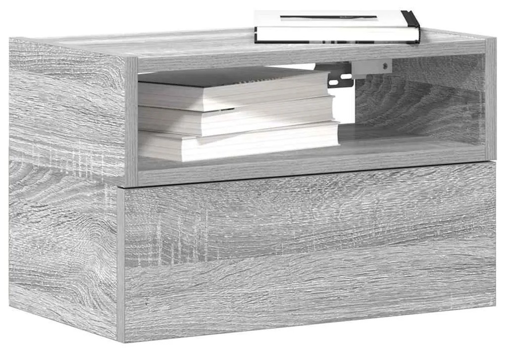 Κομοδίνα Επιτοίχια Γκρι Sonoma 45x26x28,5 εκ. - Γκρι