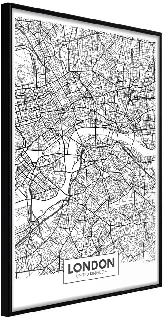 Αφίσα - City Map: London - 20x30 - Μαύρο - Χωρίς πασπαρτού