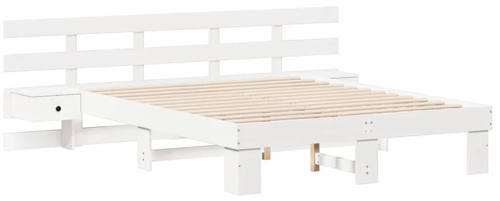 vidaXL Σκελετός Κρεβατιού με συρτάρι Λευκό 150 x 200 cm ξύλο