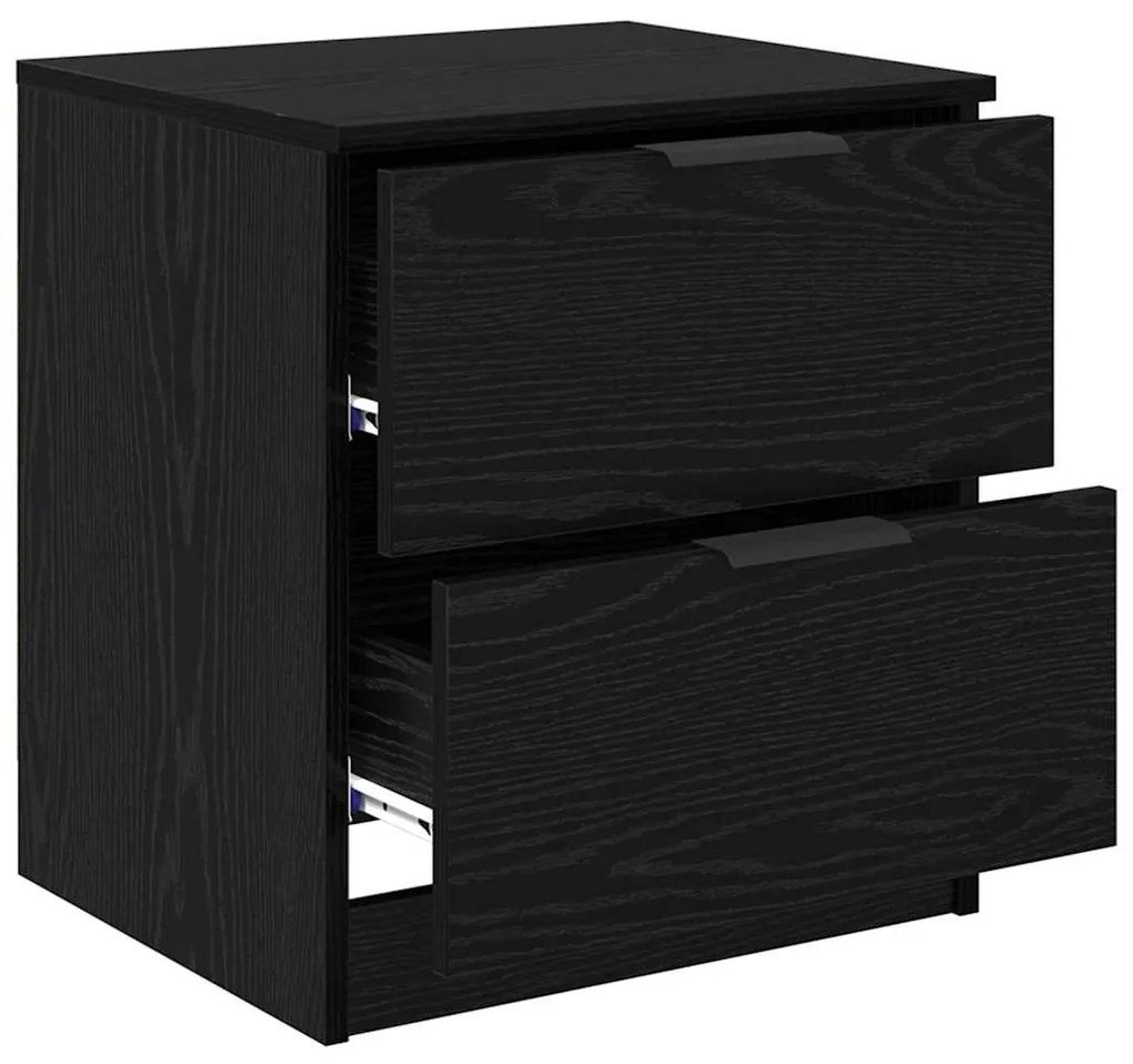 vidaXL Κομοδίνο 2 pcs Μαύρη δρυς 45 x 39 x 50 εκ. Επεξεργασμένο ξύλο