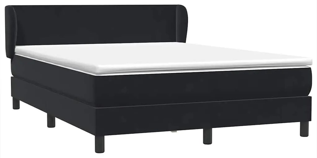 vidaXL Κρεβάτι Boxspring με Στρώμα Μαύρο 160x210 εκ. Βελούδινο