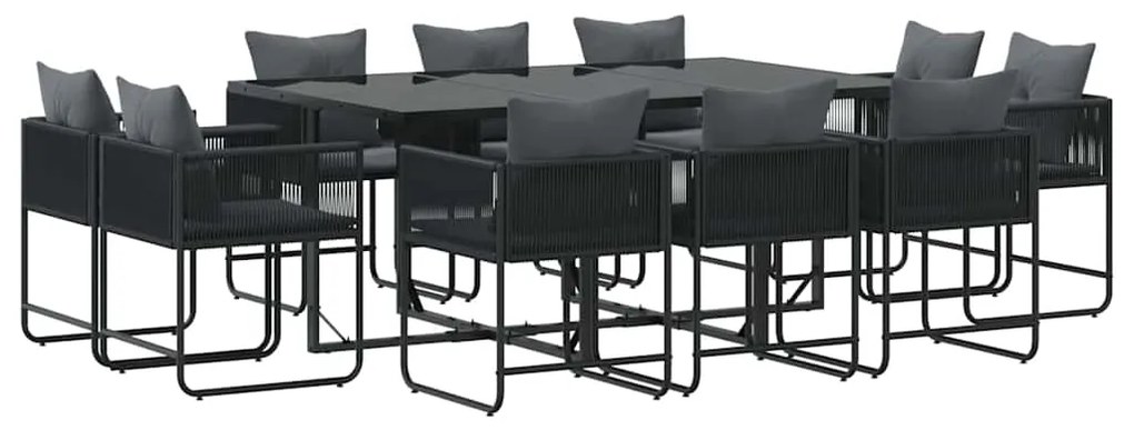 vidaXL Σέτ φαγητού για κήπο 11 pcs Μαύρο Ατσάλι