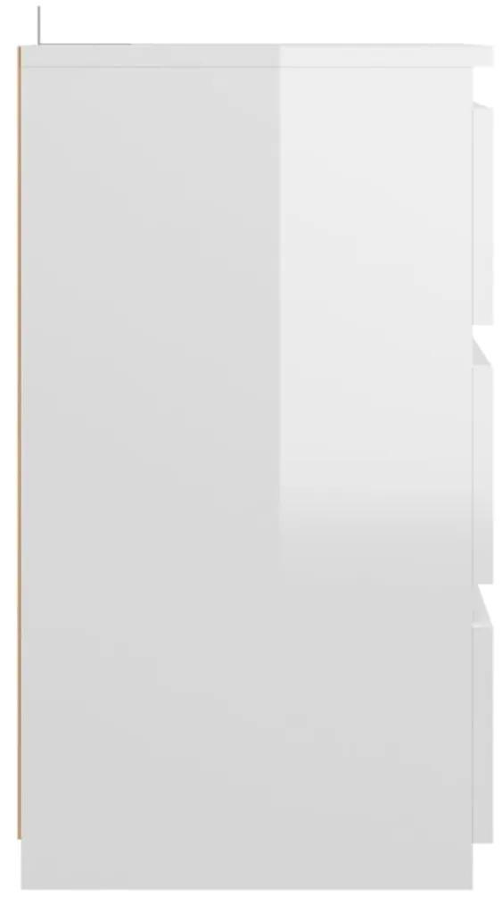 Κομοδίνα 2 τεμ. Γυαλιστερό Λευκό 40x35x62,5 εκ. από Μοριοσανίδα - Λευκό