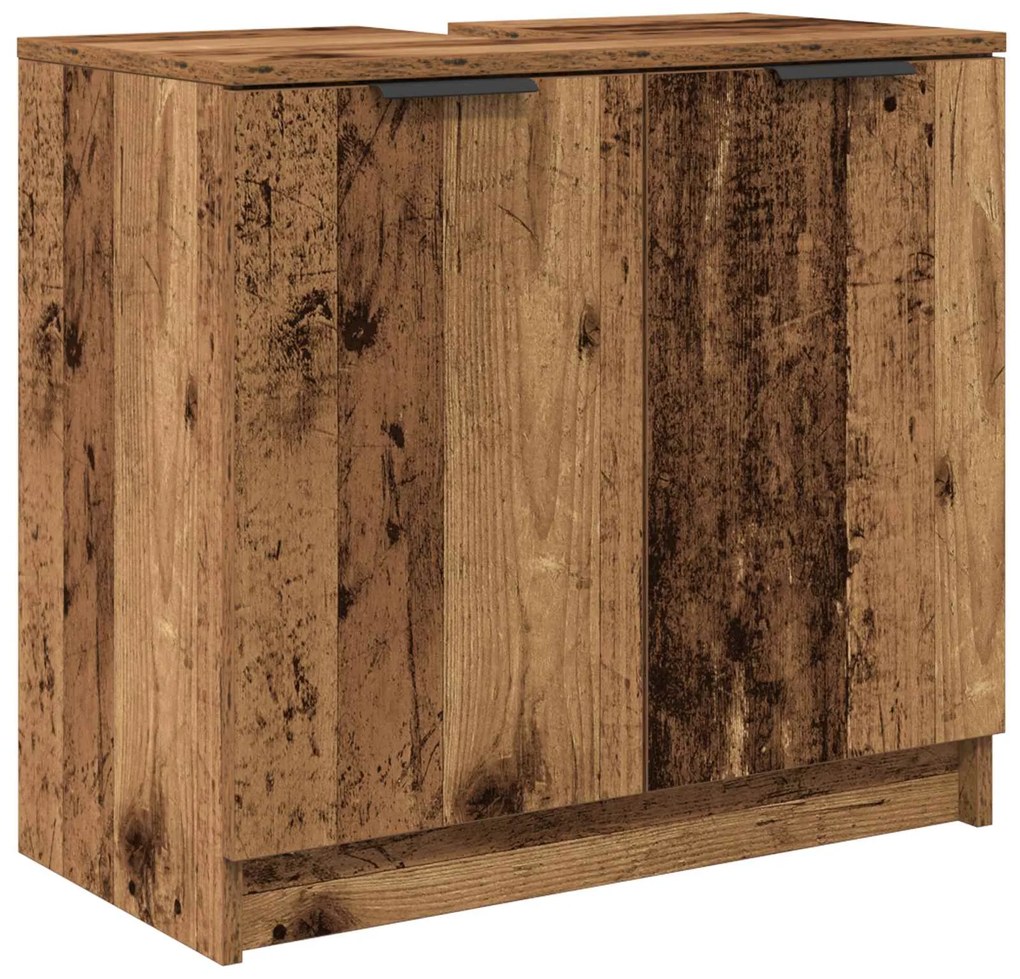 vidaXL Σετ Επίπλων Μπάνιου με ράφι 4 pcs Παλιό ξύλο Επεξεργασμένο ξύλο