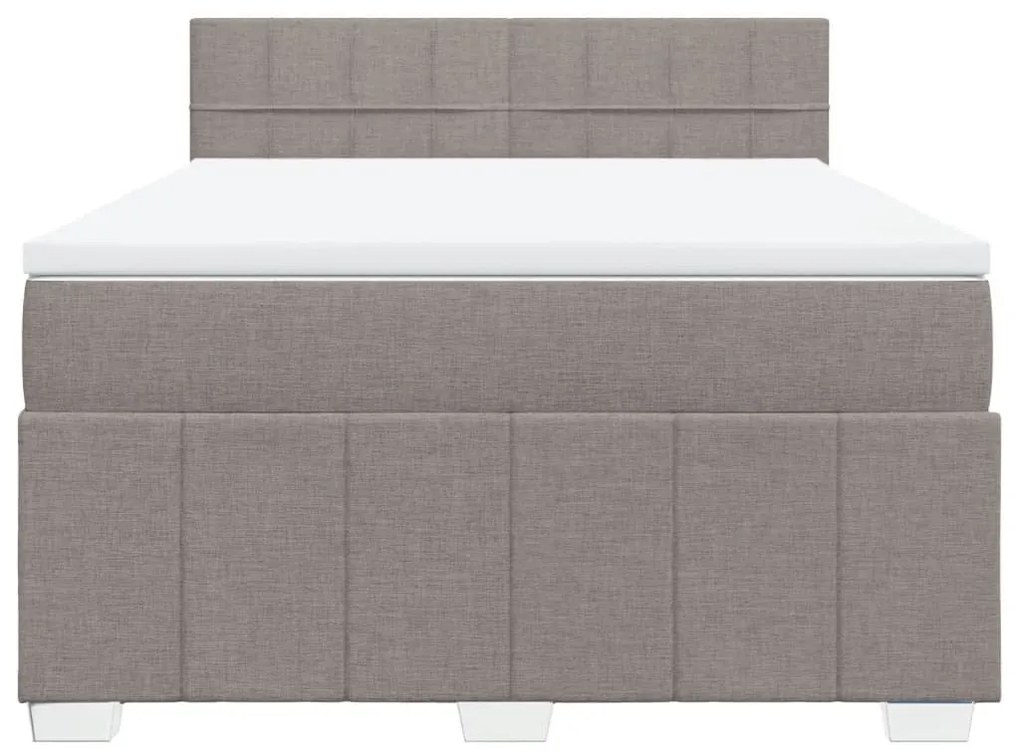 Κρεβάτι Boxspring με Στρώμα Taupe 160x200 εκ. Υφασμάτινο - Μπεζ-Γκρι