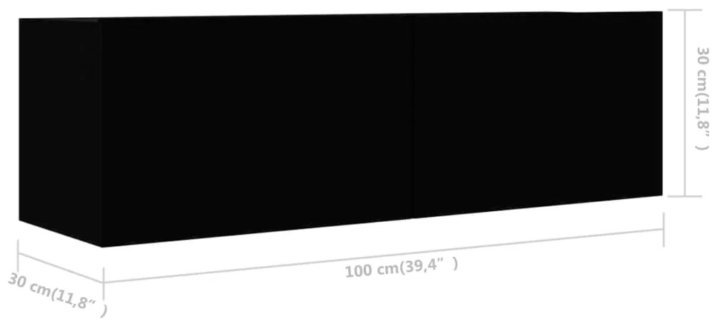 Έπιπλα Τηλεόρασης 4 τεμ. Μαύρα 100 x 30 x 30 εκ. Επεξ. Ξύλο - Μαύρο