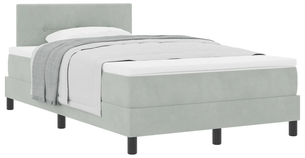 vidaXL Κρεβάτι με Στρώμα Light Grey 120x200 εκ. Βελούδο