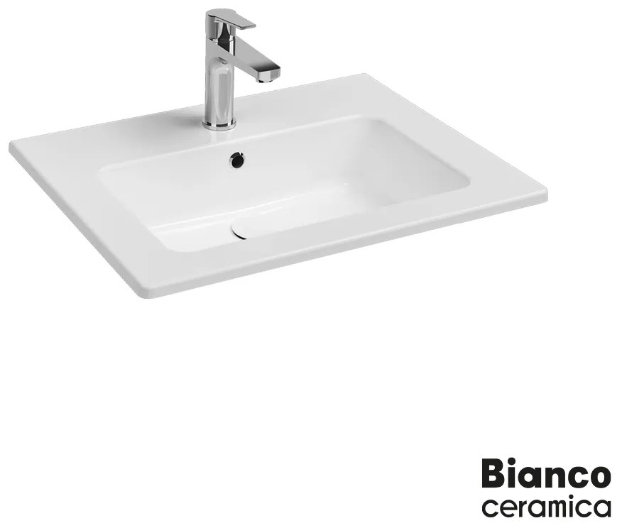 Νιπτήρας Πορσελάνης Flat 62,5x46,5 (1 οπή) Bianco Ceramica White 36060-300