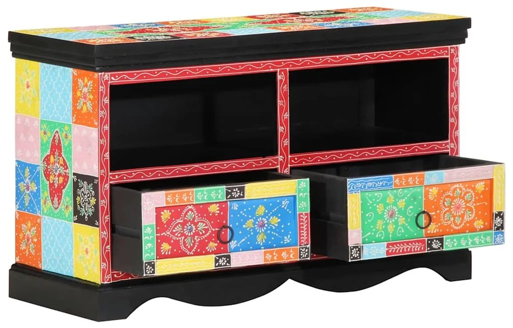 vidaXL Ντουλάπι TV Πολύχρωμο 80 x 35 x 50 εκ Στερεό ξύλο μάνγκο