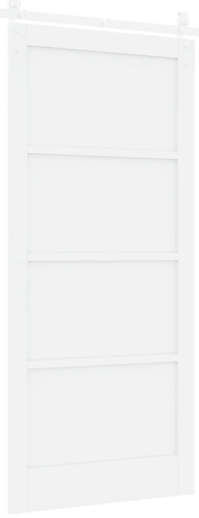 vidaXL Συρόμενη Πόρτα  με Σετ Υλικών Λευκή 93x202 εκ. Συμπαγές Ξύλο Πεύκου