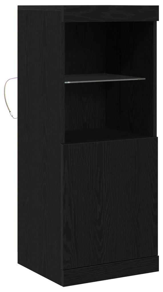 vidaXL Μπουφές με LED Φώτα Μαύρος Δρυς 41x37x100 εκ.