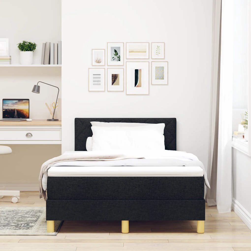 vidaXL Κρεβάτι Box Spring με Στρώμα & LED Μαύρο 120x200 εκ Υφασμάτινο