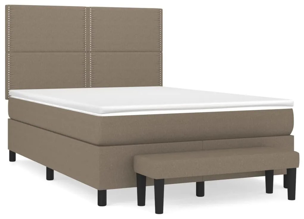 Κρεβάτι Boxspring με Στρώμα Taupe 140x200 εκ. Υφασμάτινο - Μπεζ-Γκρι