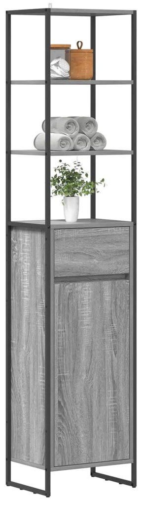 vidaXL Ντουλάπι Μπάνιου με συρτάρι Γκρίζο Σονομα 40 x 30 x 180 εκ