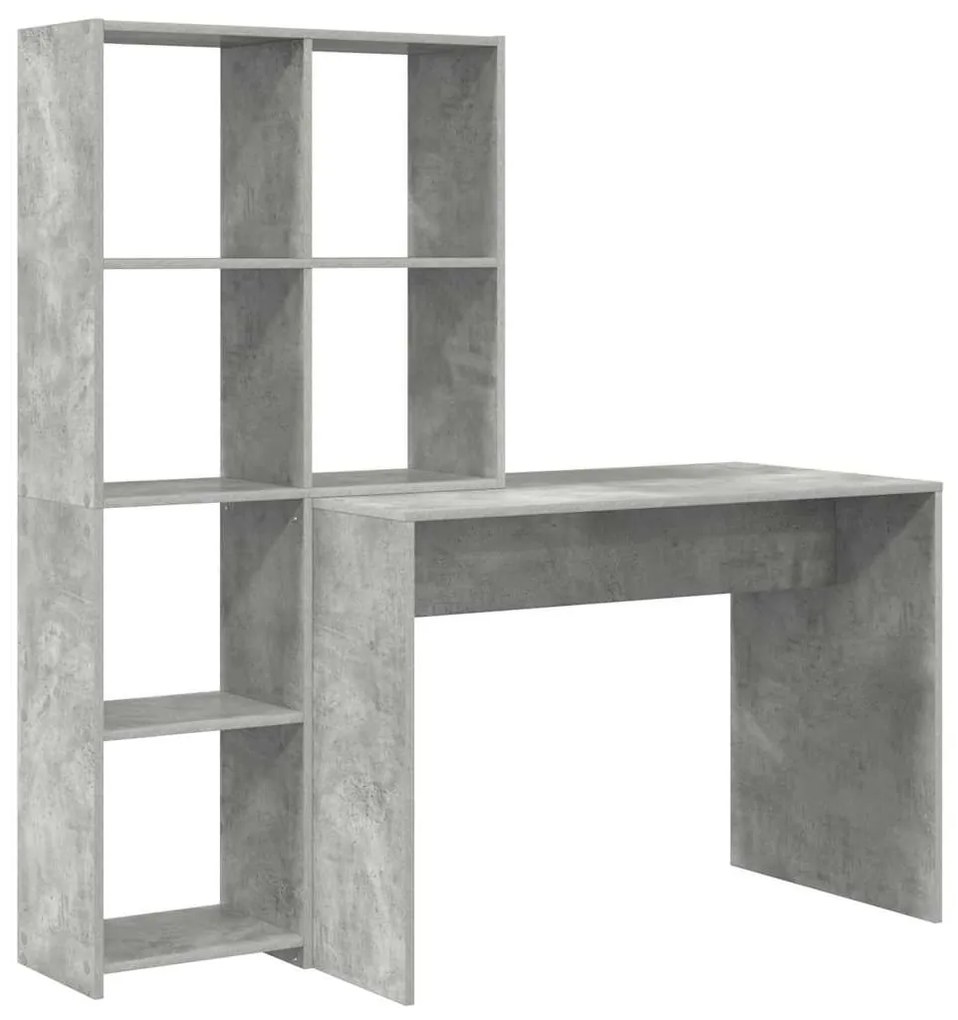 vidaXL Γραφείο με ράφι Γκρι σκυροδέματος 138.5 x 55 x 143 εκ