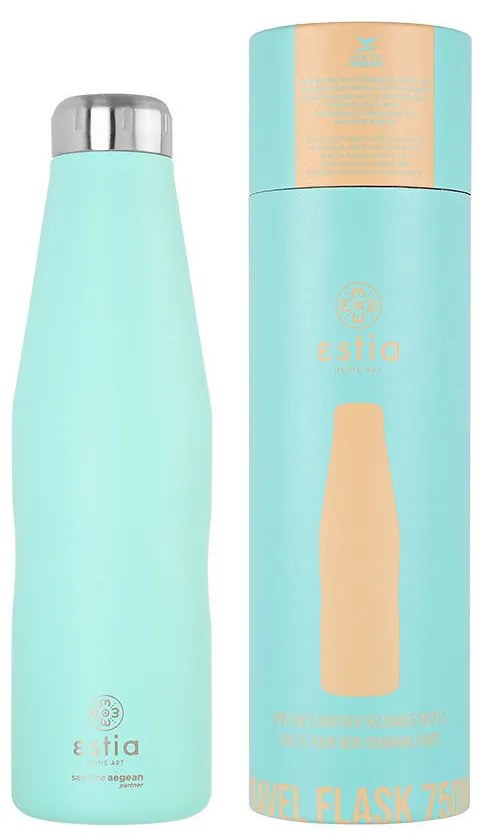 Estia 01-16593 Save Aegean Travel Flask Μπουκάλι Θερμός 750ml, Bermuda Green
