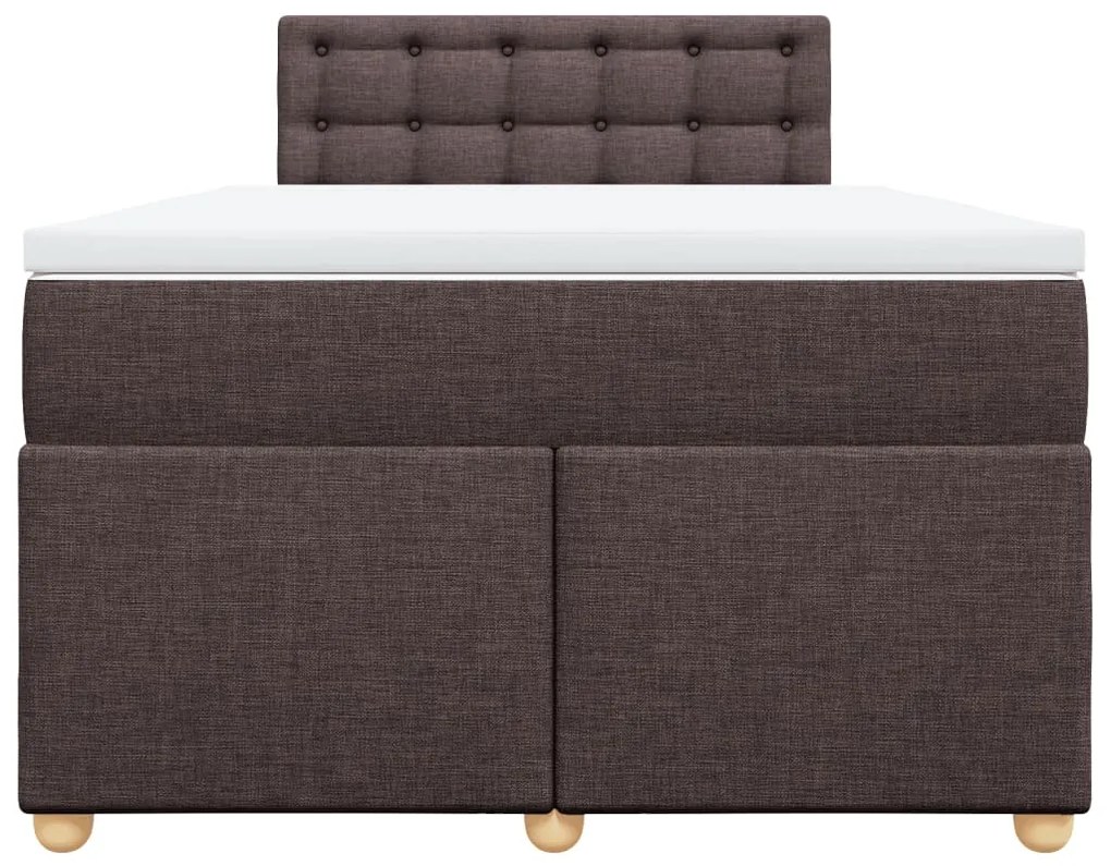 vidaXL Κρεβάτι Boxspring με Στρώμα Σκούρο Καφέ 120x190 εκ Υφασμάτινο