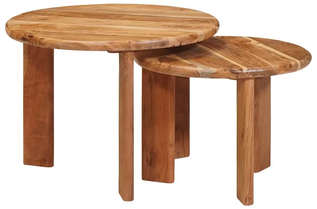 vidaXL Τραπεζάκια Καφέ Στερεών 2 pcs Καφέ Στερεό Ξύλο Ακακίας