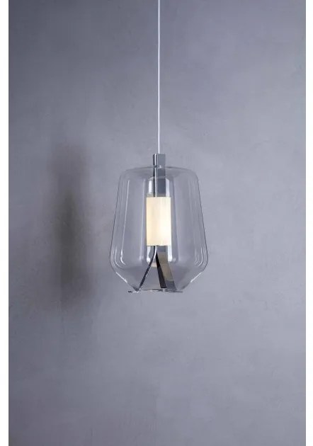 Κρεμαστό Φωτιστικό Οροφής LED 8W Dimmable Triac Φυσητό Γυαλί Μέταλλο Νίκελ Luisa S1 Prandina-1C51000110420-Διάφανο 1C51000110420