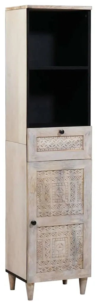 vidaXL Ντουλάπι Μπάνιου Λευκό 38 x 33.5 x 160 εκ Στερεό Ξύλο Μάνγκο
