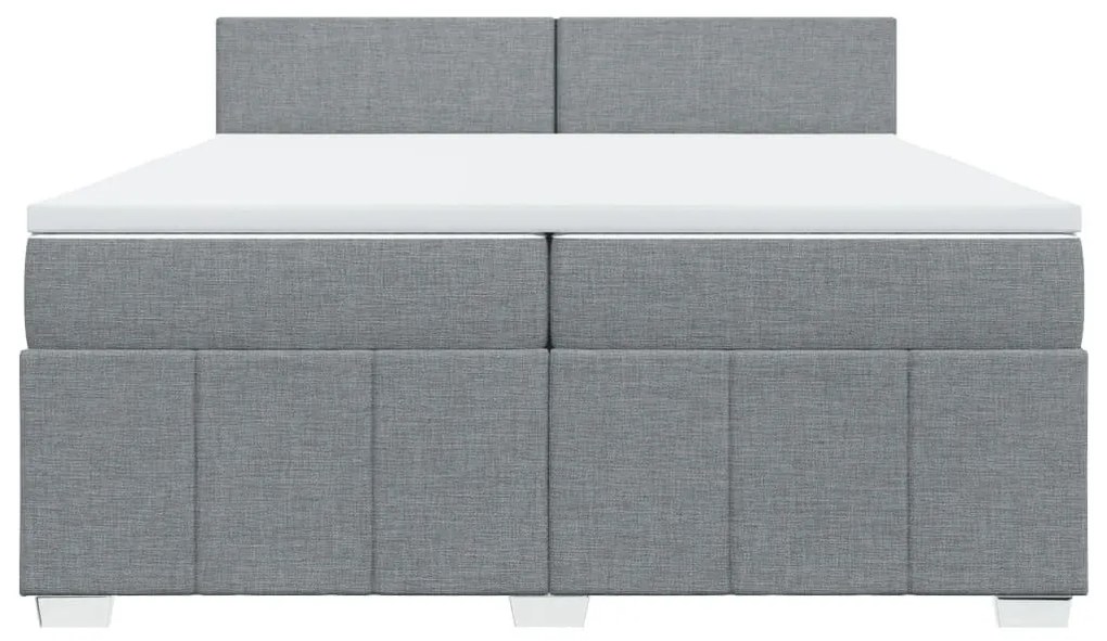 Κρεβάτι Boxspring με Στρώμα Ανοιχτό Γκρι 200x200 εκ. Υφασμάτινο - Γκρι